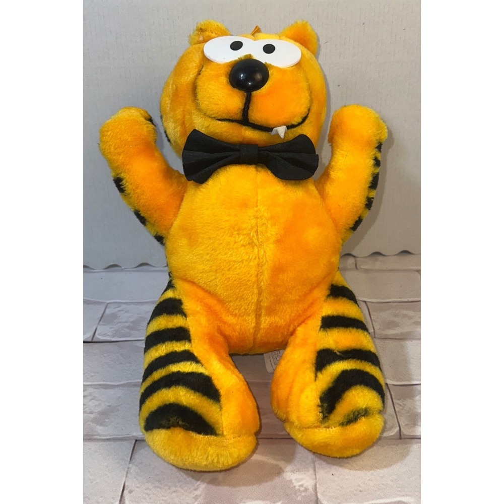 Vintage Heathcliff Cat Plush Ace Novelty‎ 1980s Orange Striped Bow Tie Toy